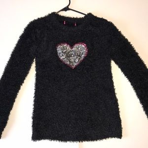 Betsy Johnson black fluffy kids sweater